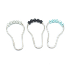Polished Nickel Shower Curtain Ring Rust Resistant Metal Shower Curtain Hooks For Bathroom