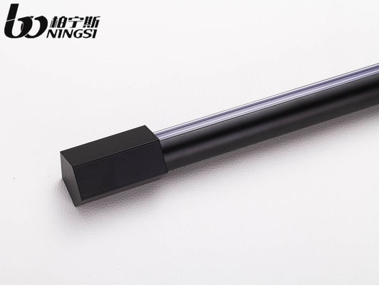 Black Color 0.6mm Thickness 19mm Curtain Pole Ends Square Shape